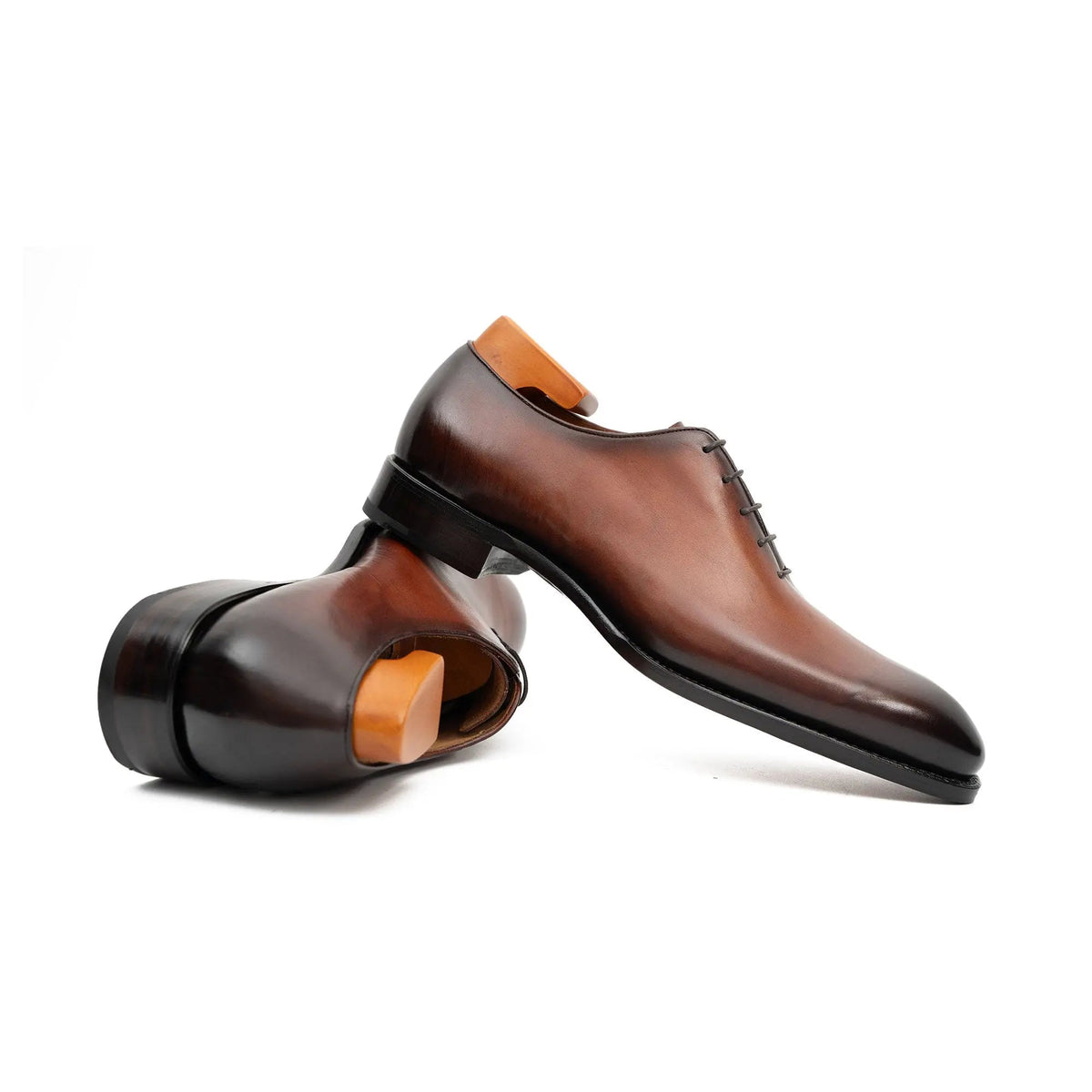 Brown Elongated Plain-Toe Oxford Shoes