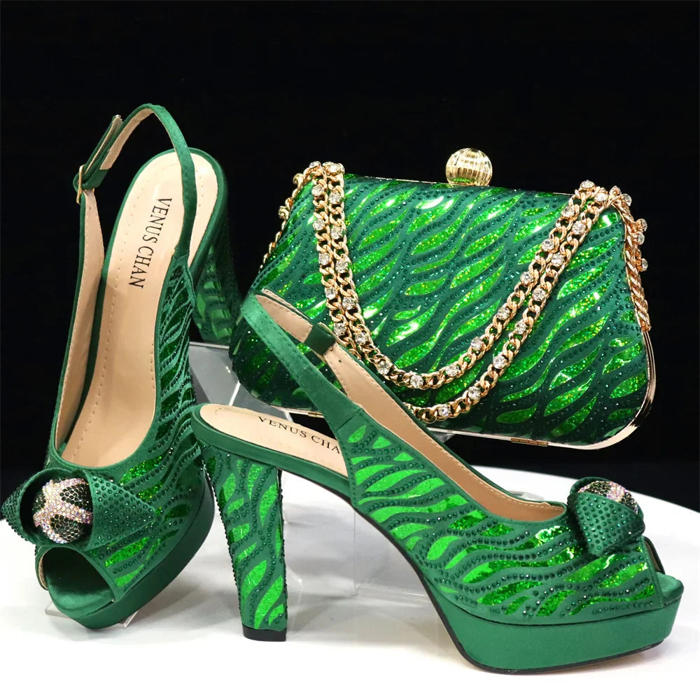 Italian Shoes And Bag Sets For Evening Party With Stones ED1-60