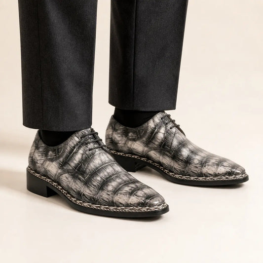 Silver and Black Textured Monk Shoe