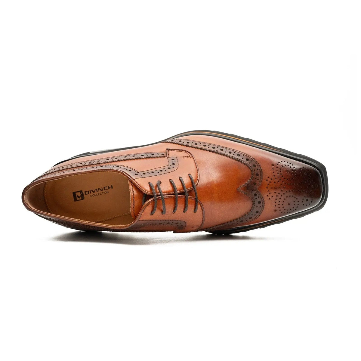 Brown Wingtip Derby Shoes with Brown-Edge Lug Sole