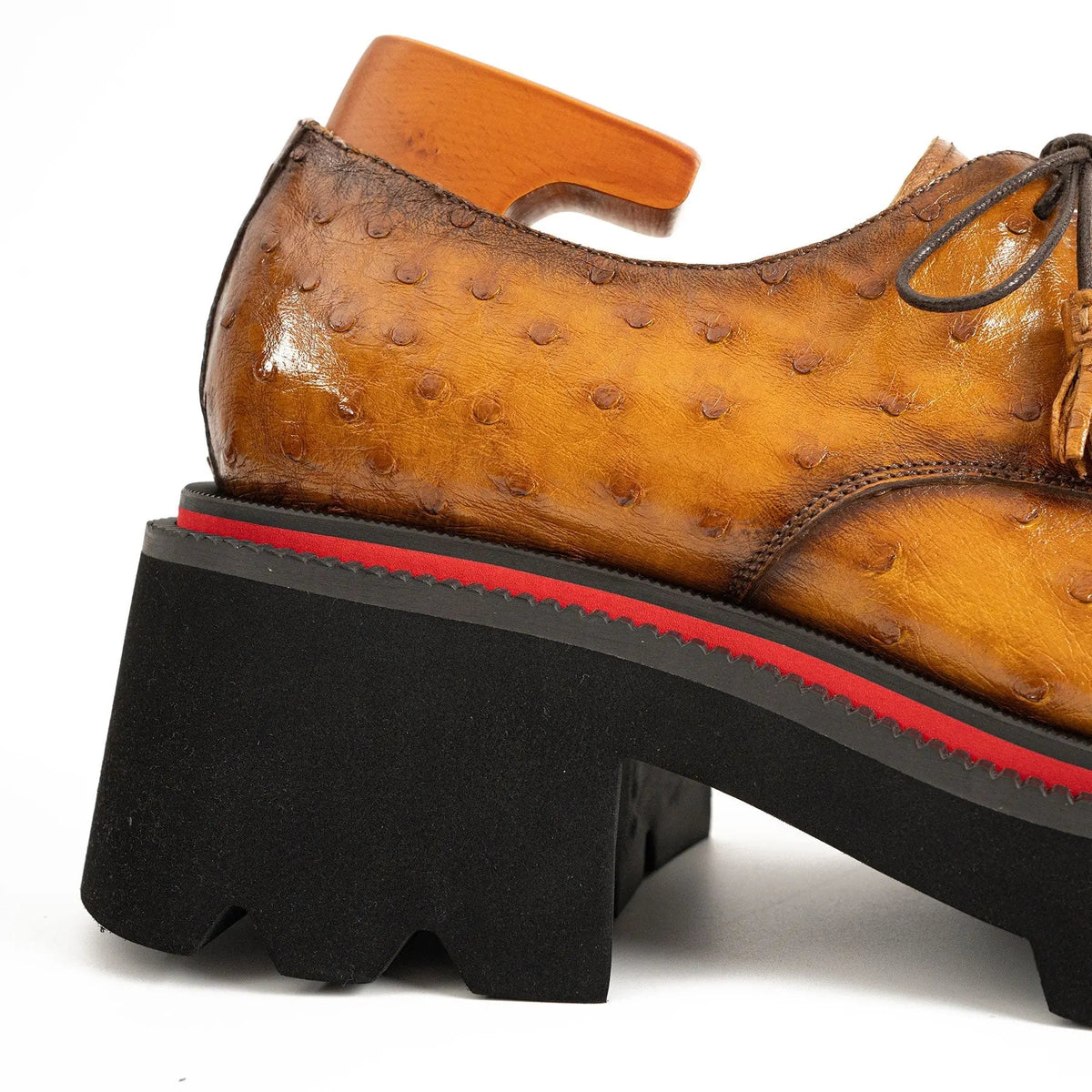 Amber Brown Dotted-Texture Lug Sole Derby Shoe