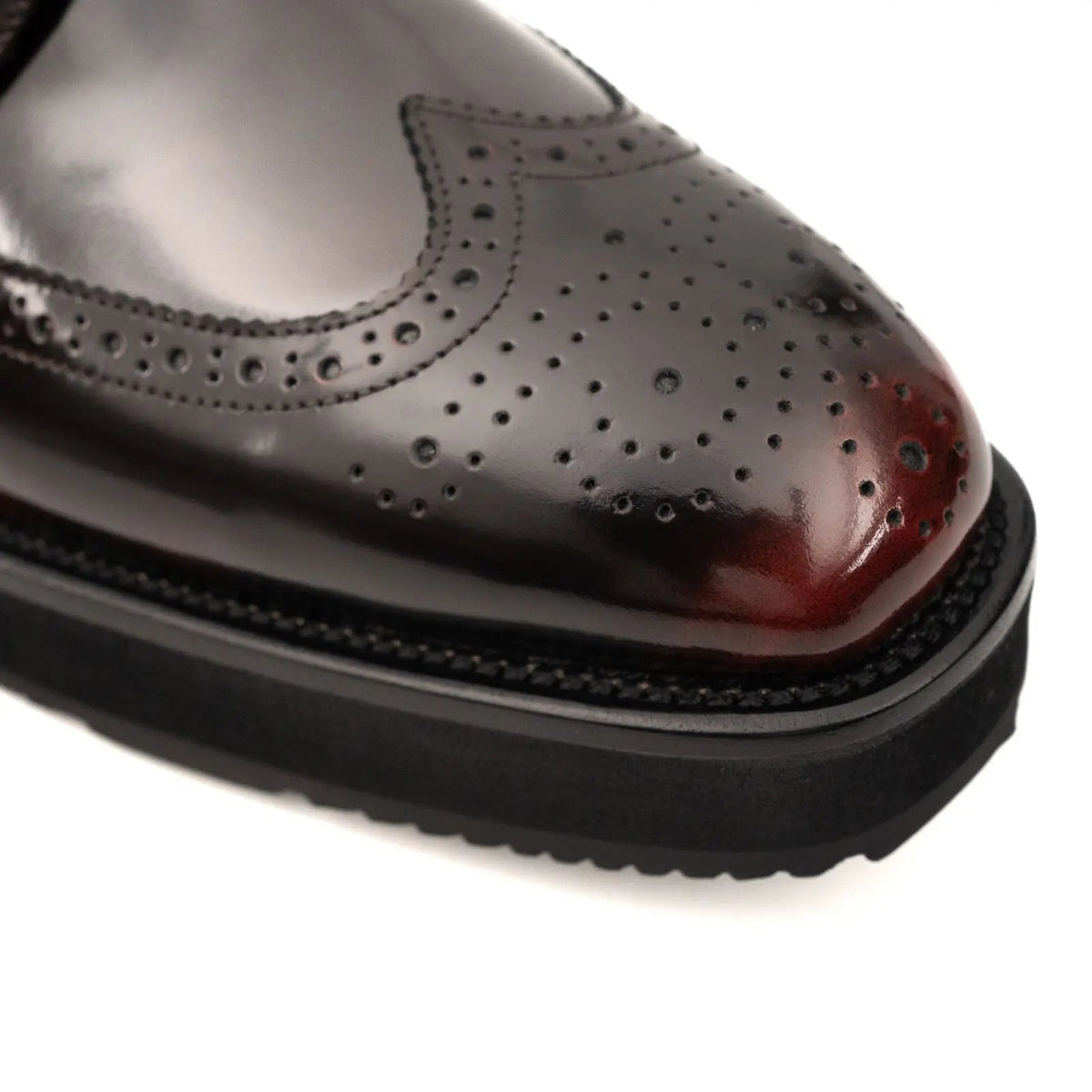 Dark Burgundy Platform Ankle-Height Lace-Up Shoe