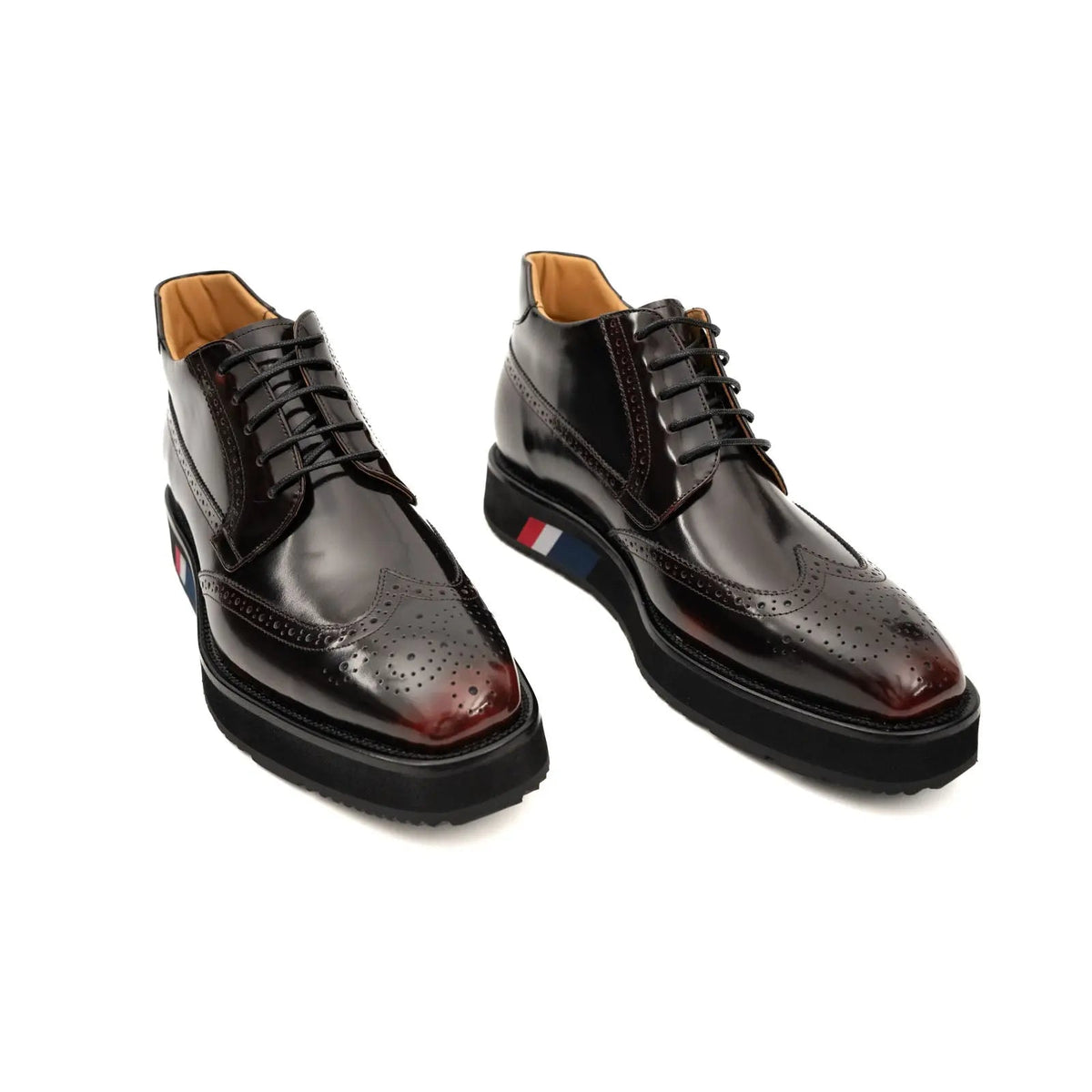 Dark Burgundy Platform Ankle-Height Lace-Up Shoe