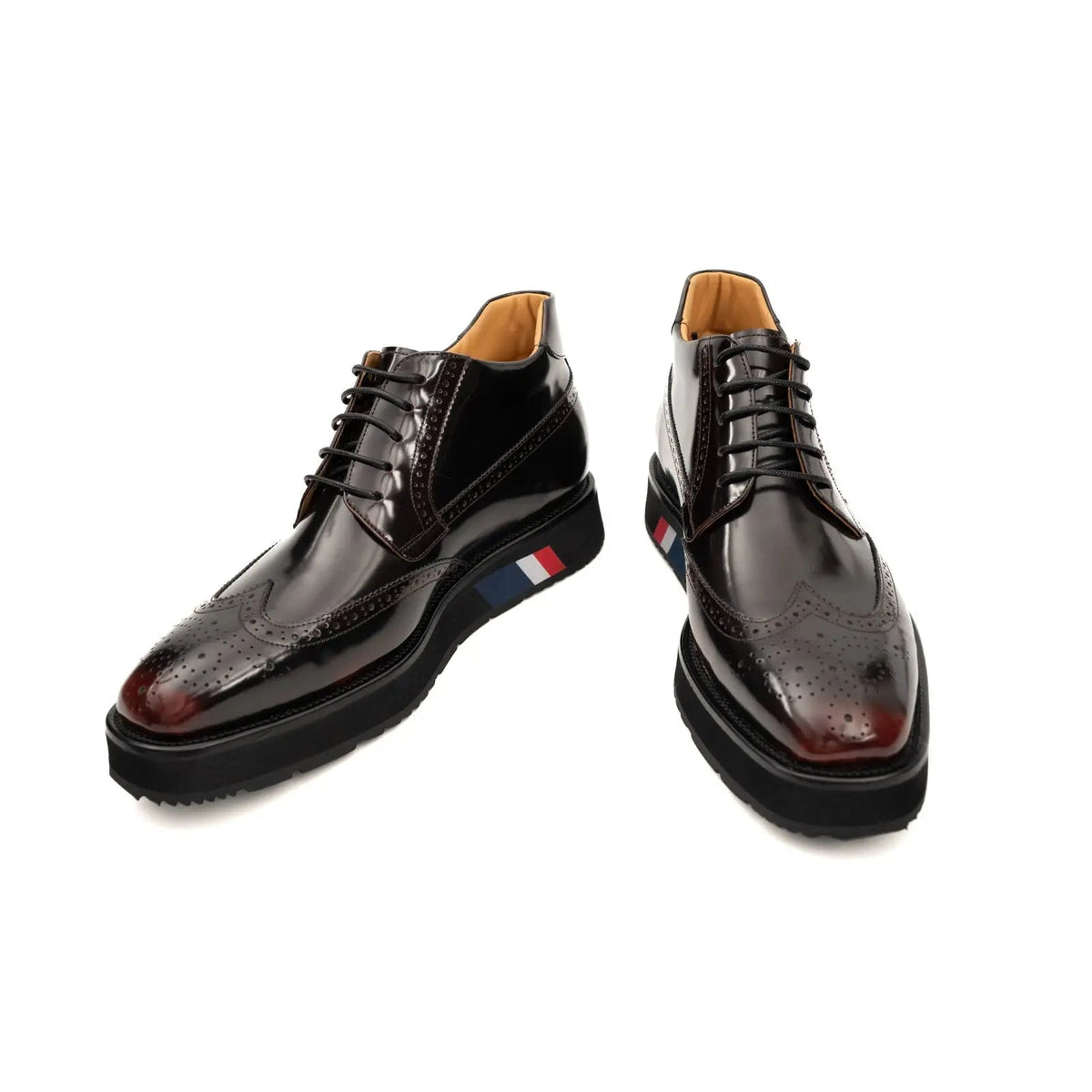 Dark Burgundy Platform Ankle-Height Lace-Up Shoe