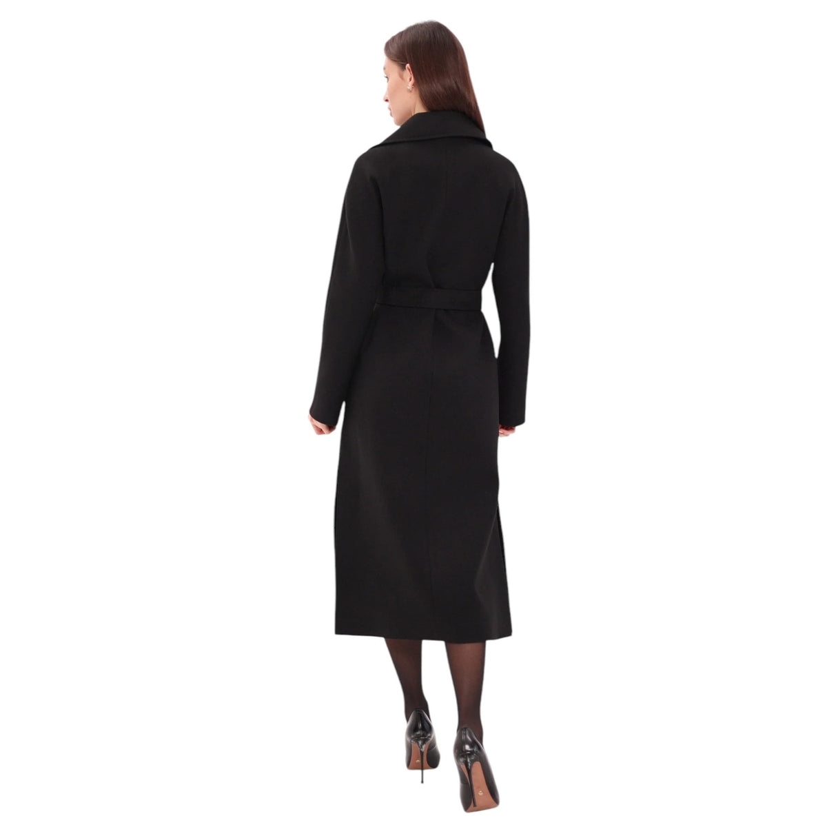 Cambridge Comfort Wraparound Wool Cashmere Coat in Black