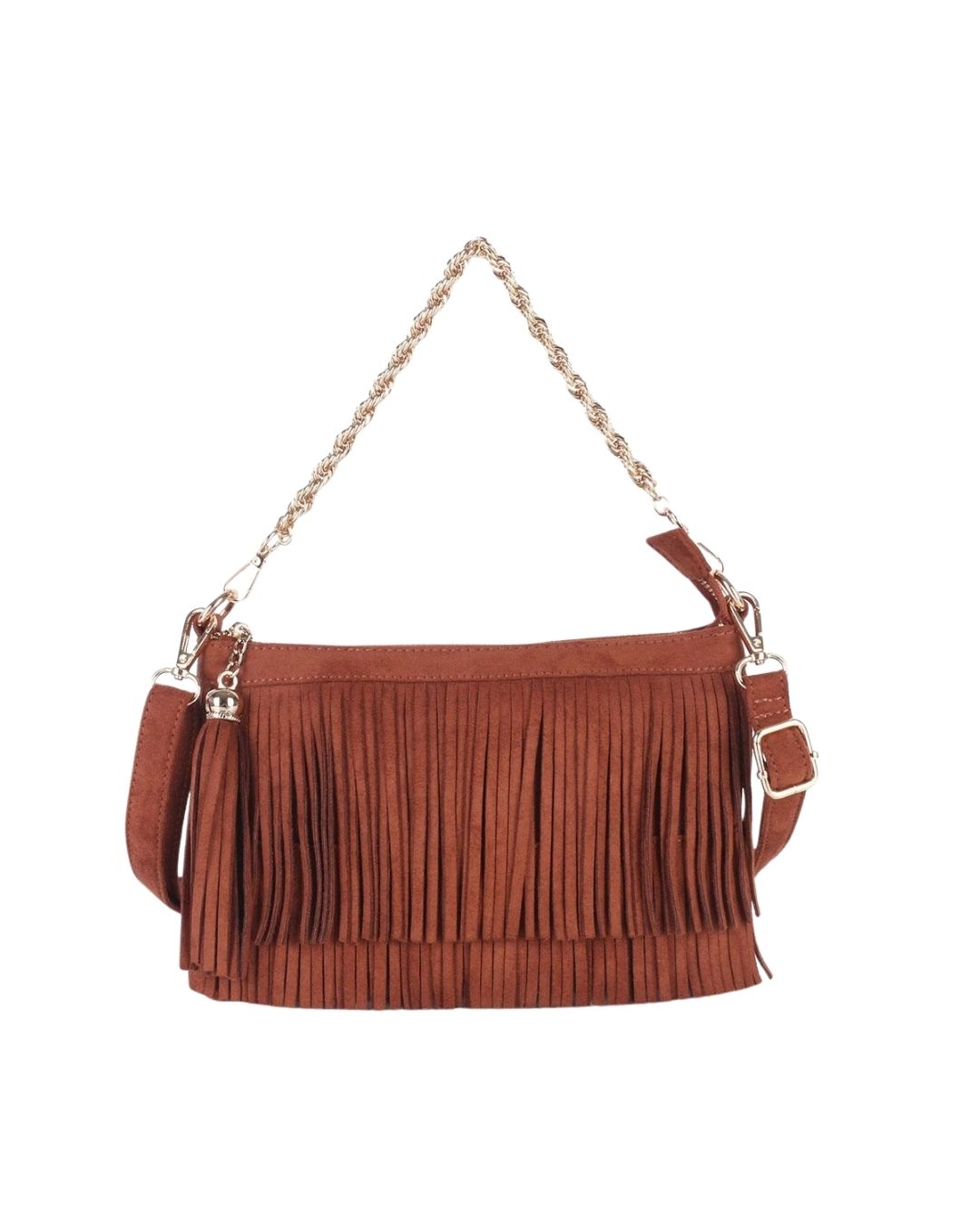 Sloane Fringe Faux Suede Clutch