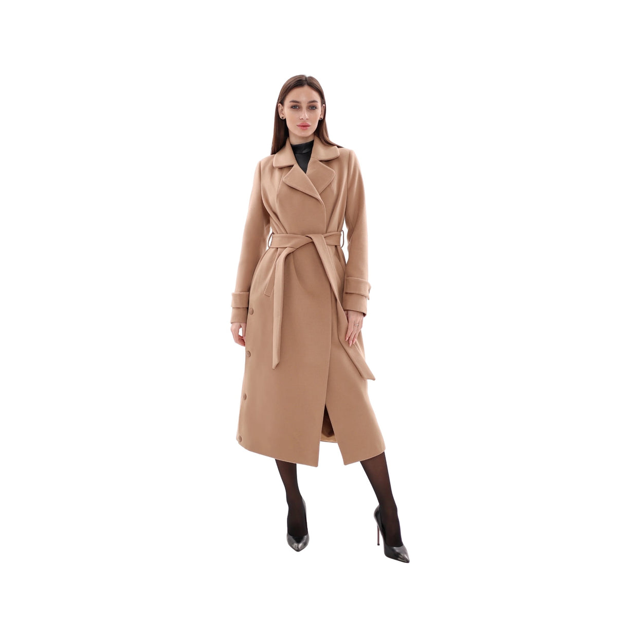 Camille Cashmere Blend Coat in Camel