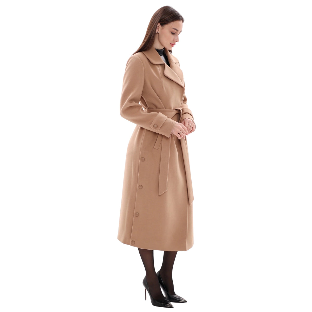 Camille Cashmere Blend Coat in Camel