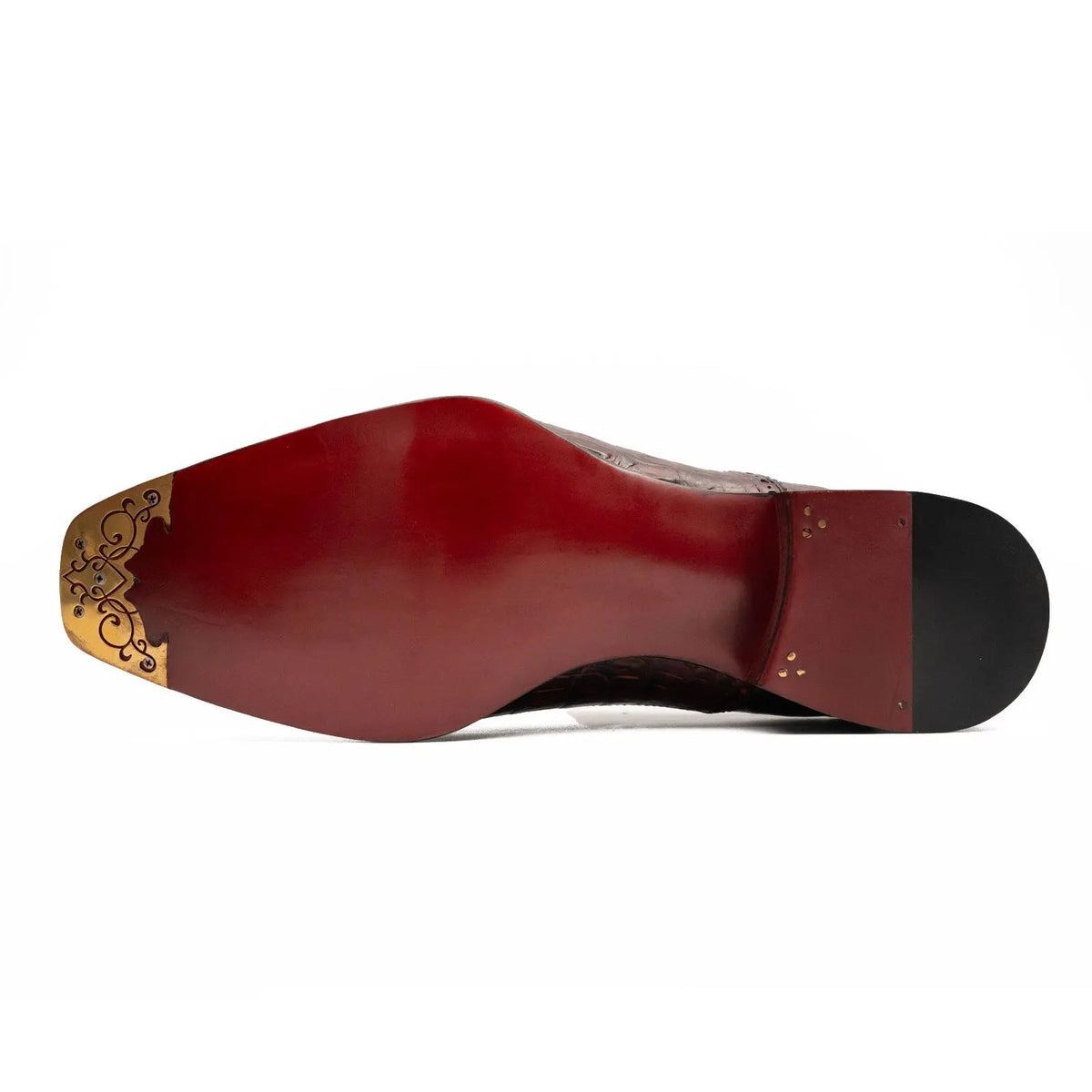 Burgundy Textured Oxford Shoe with Tapered Squared Toe