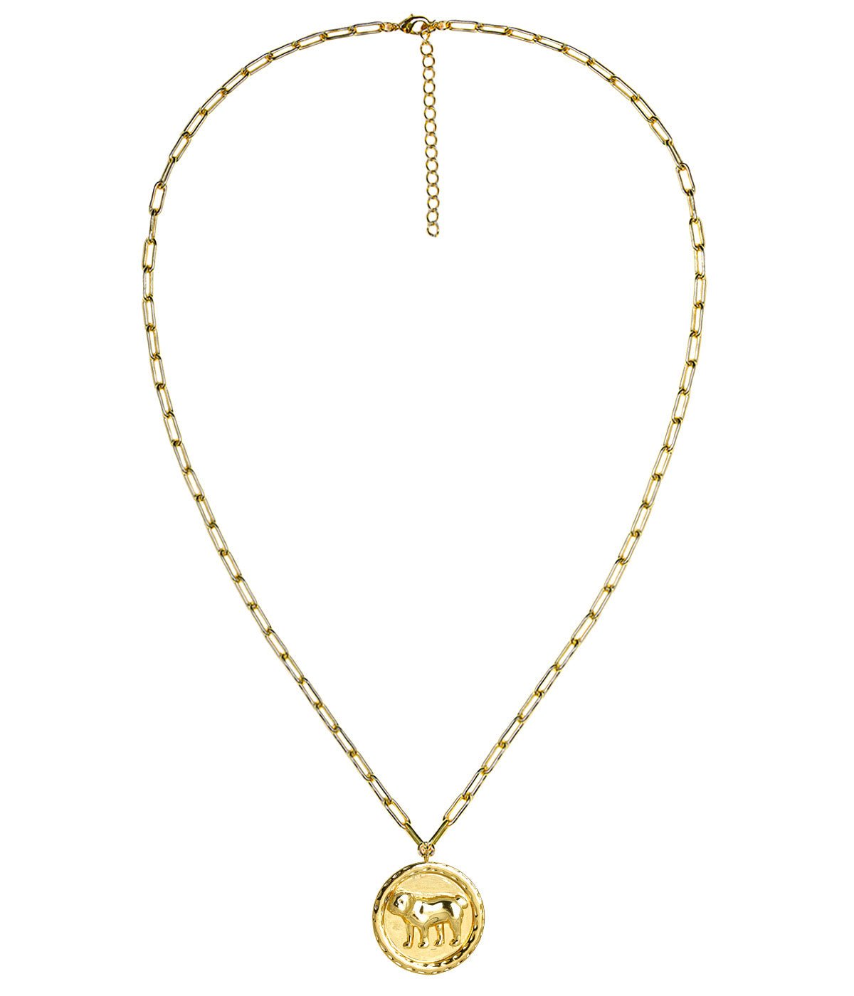 Bulldog 3D Disc Coin Necklace - 18k Gold Plated