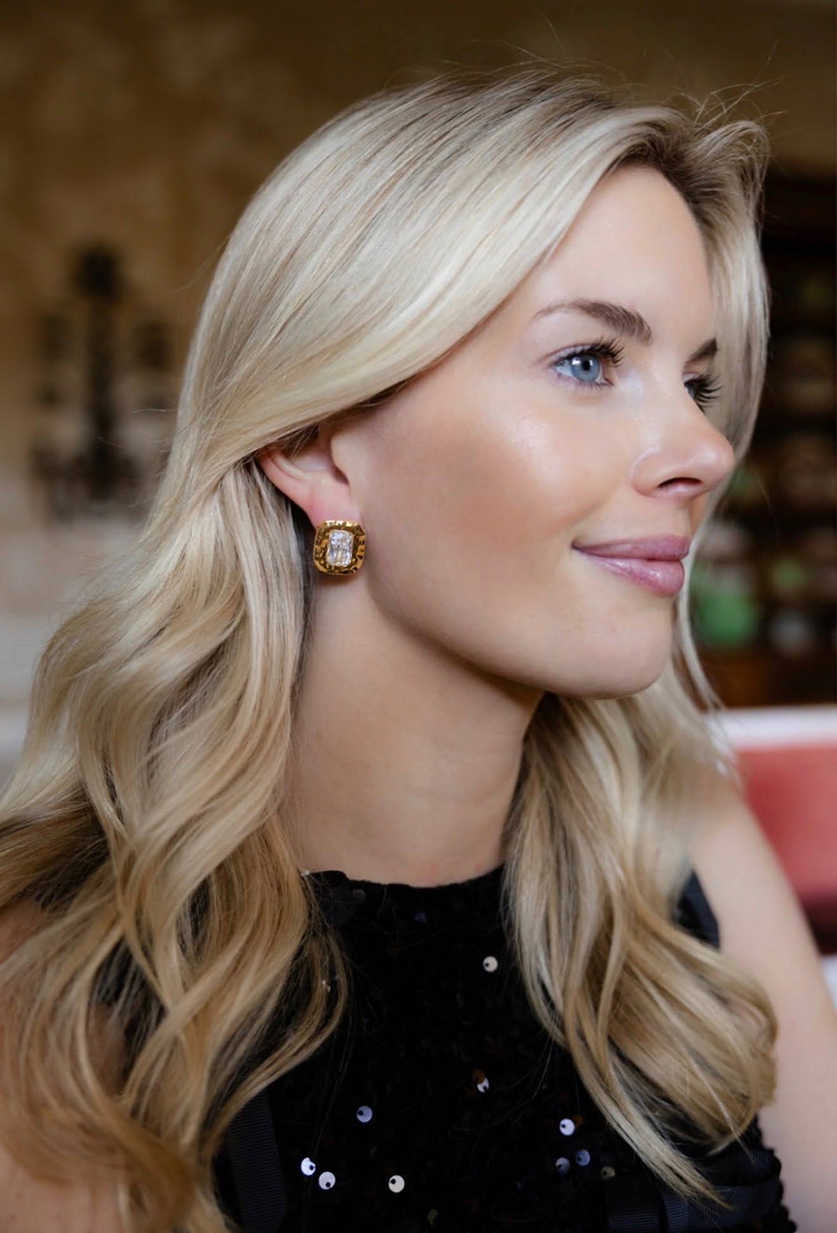 Catherine - Clover Stone Stud Earring - 18k Gold Plated-Darby Clark Collection