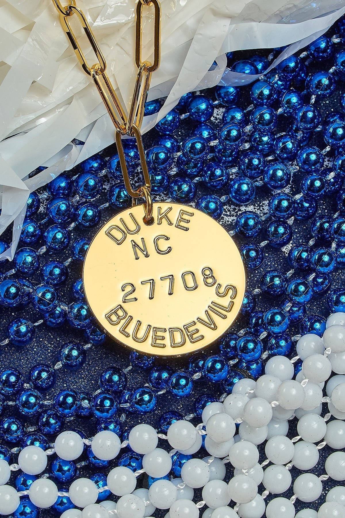 College Tag Charm Necklace - 18k Gold Plated Paper Clip Chain