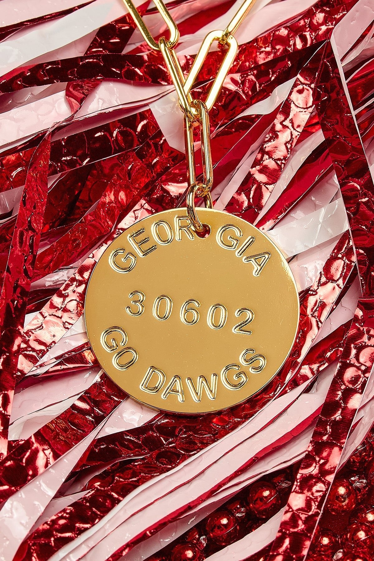 College Tag Charm Necklace - 18k Gold Plated Paper Clip Chain