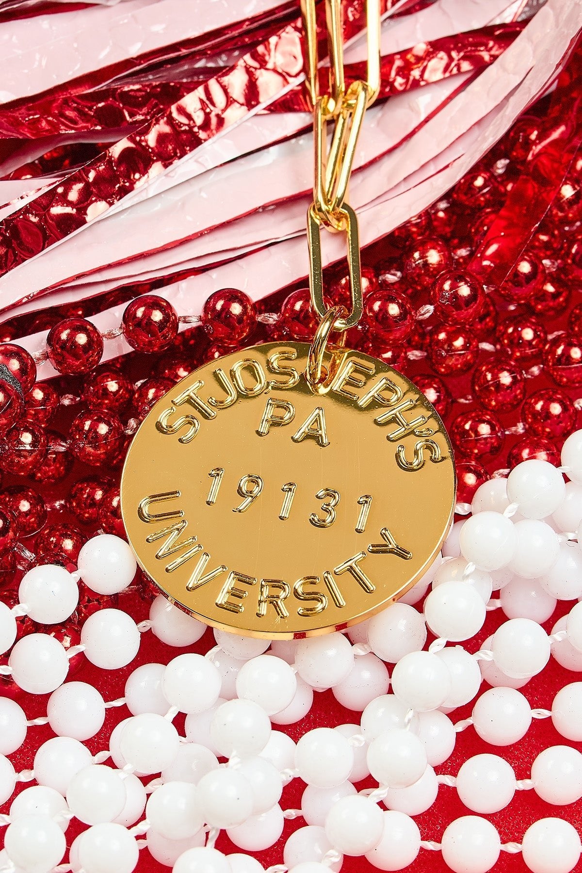 College Tag Charm Necklace - 18k Gold Plated Paper Clip Chain