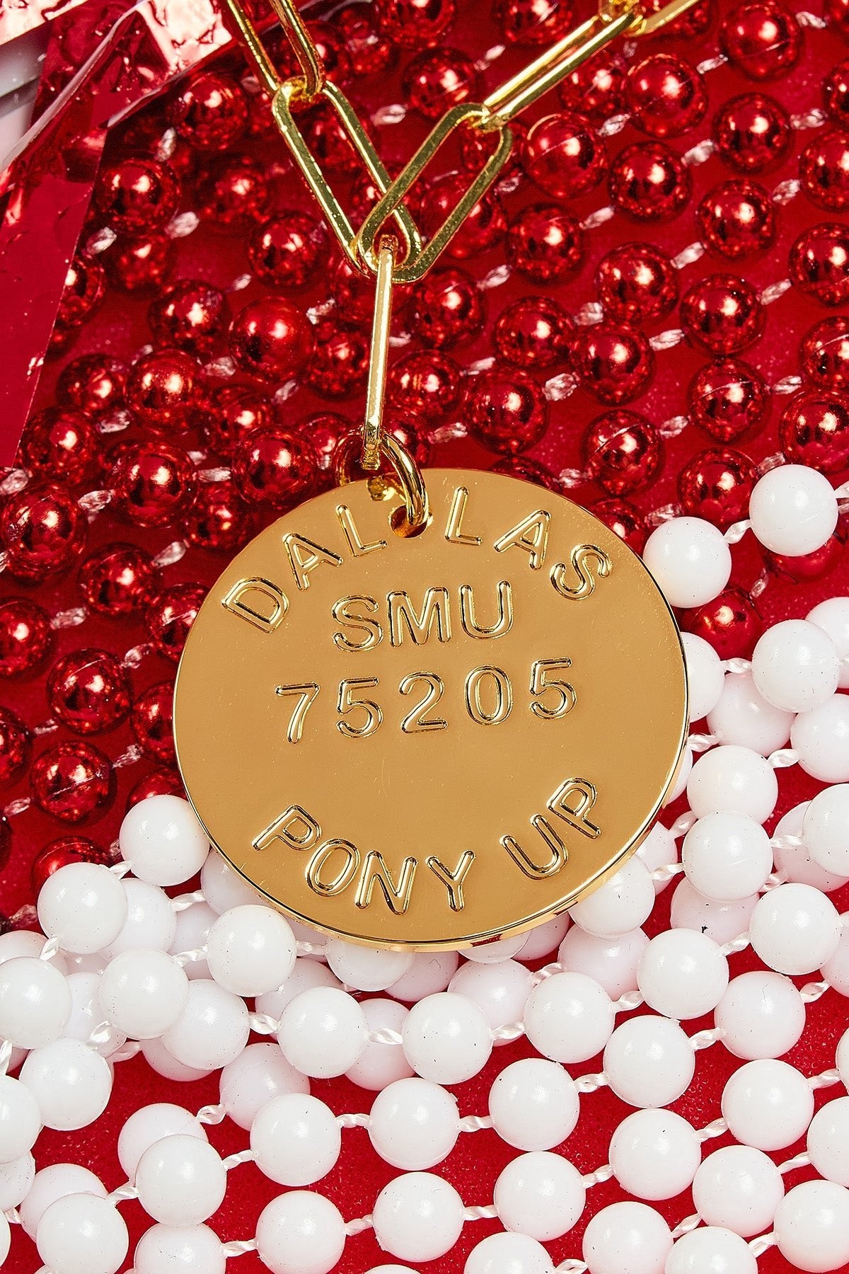 College Tag Charm Necklace - 18k Gold Plated Paper Clip Chain