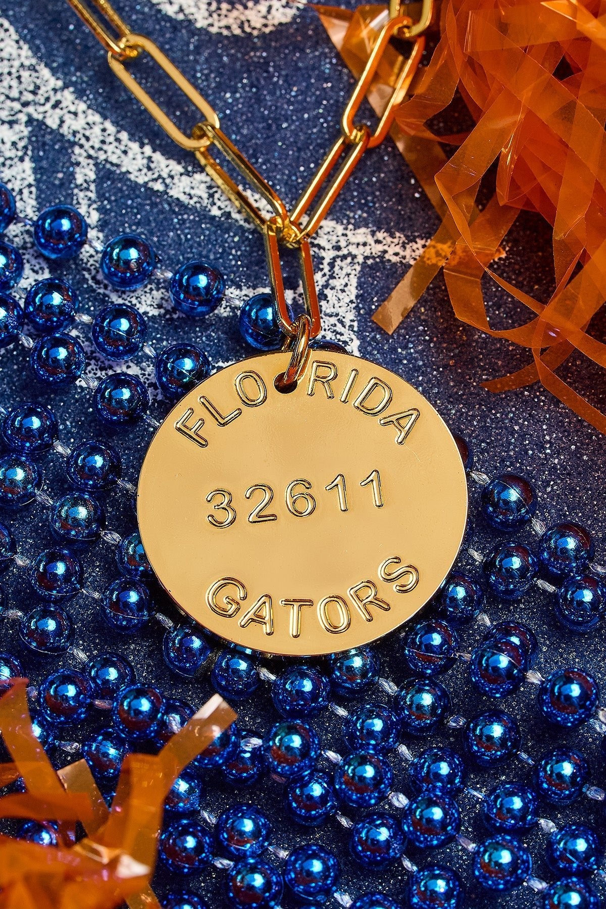 College Tag Charm Necklace - 18k Gold Plated Paper Clip Chain