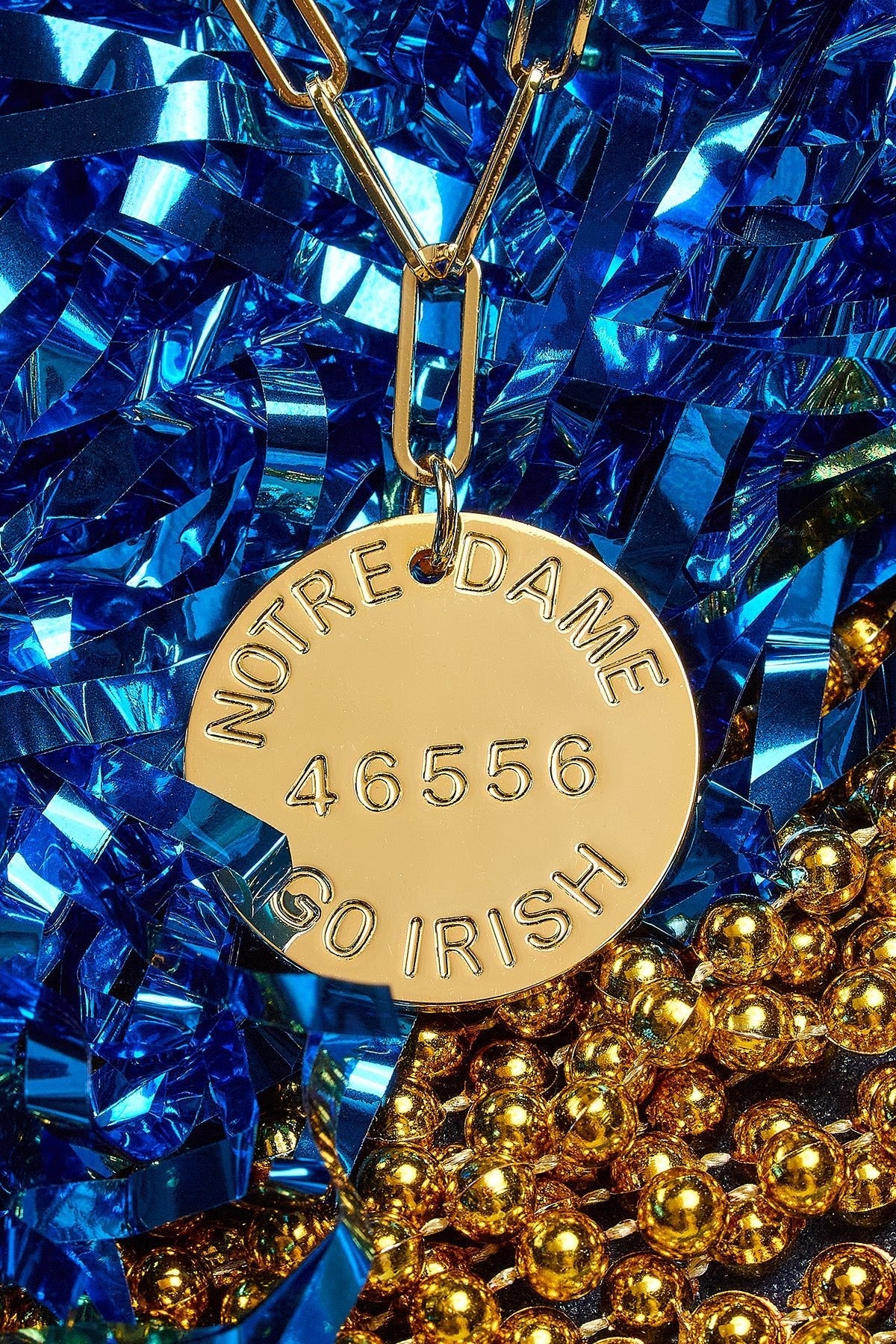 College Tag Charm Necklace - 18k Gold Plated Paper Clip Chain