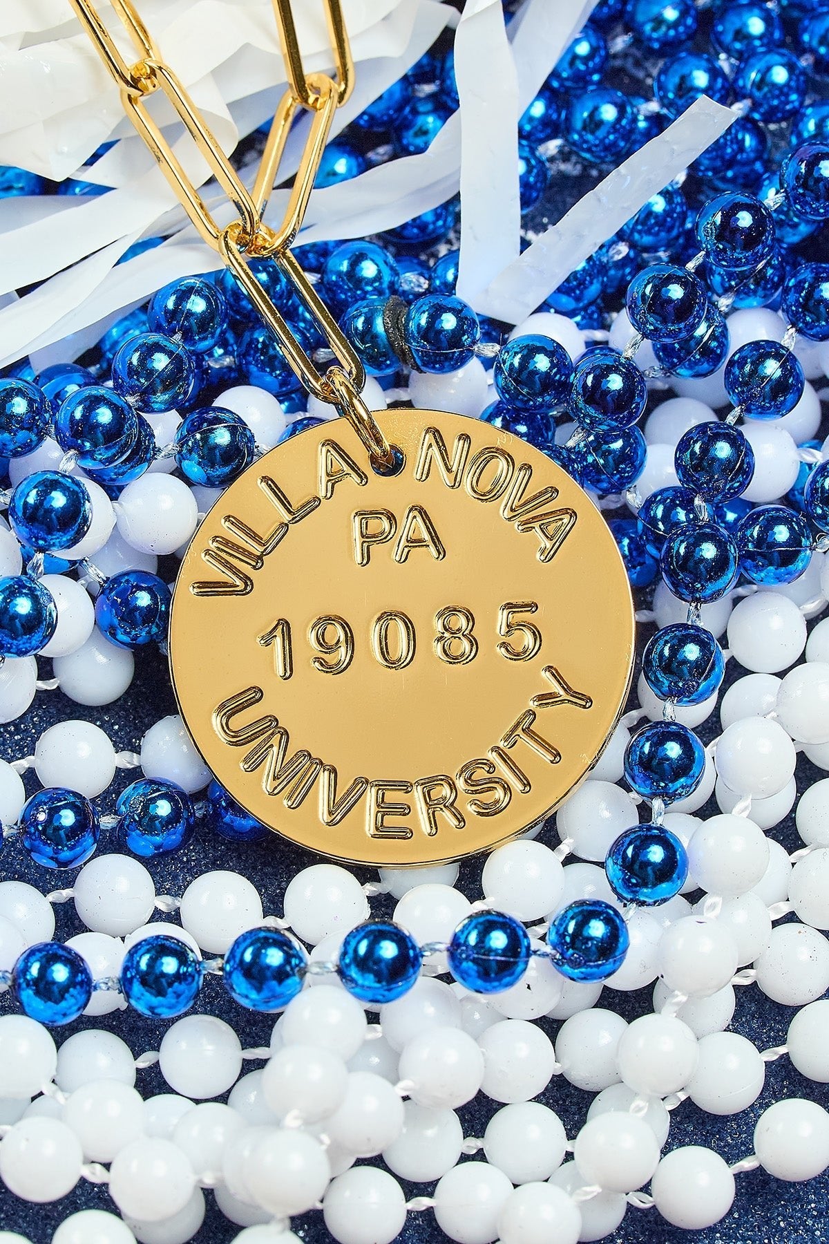 College Tag Charm Necklace - 18k Gold Plated Paper Clip Chain