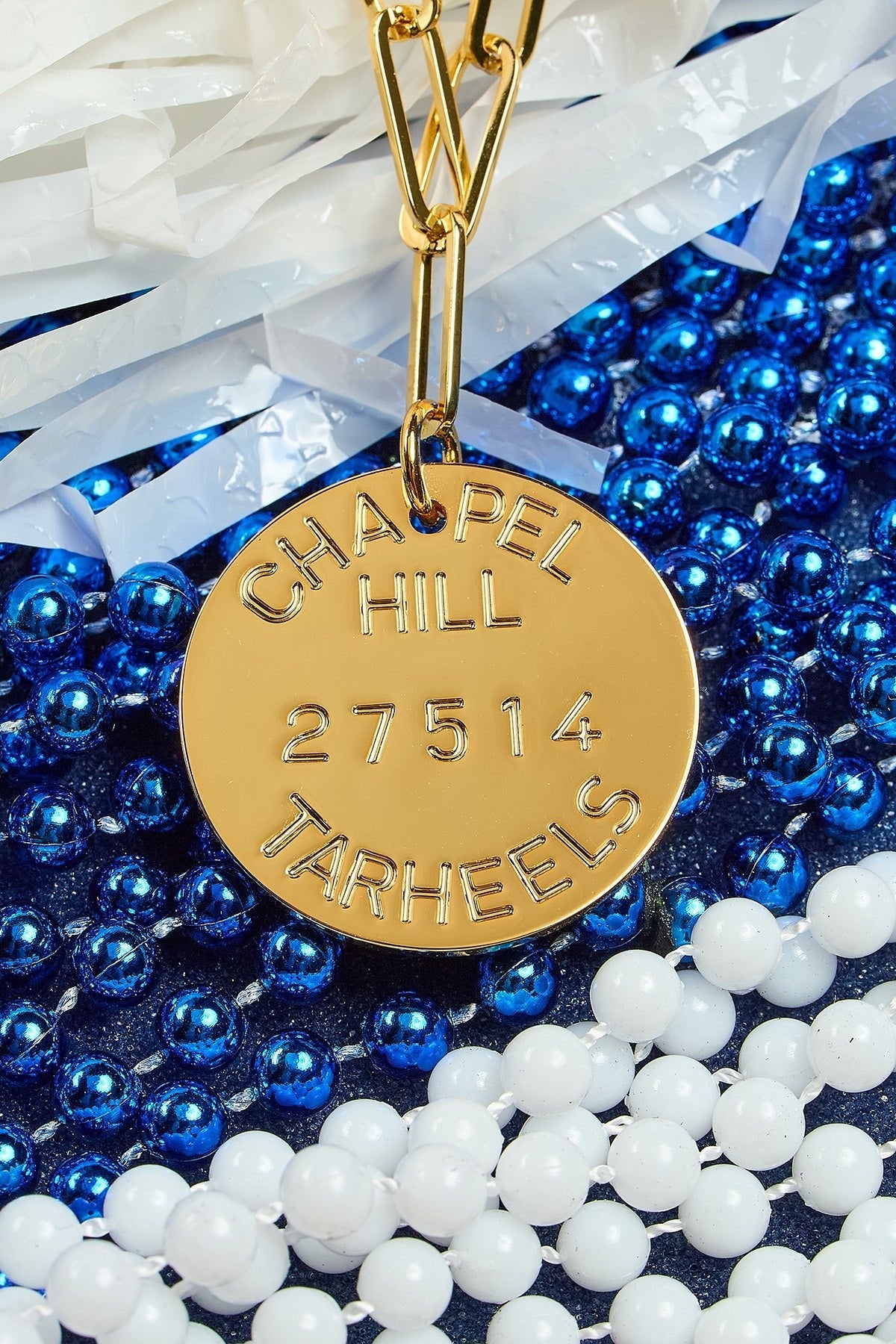 College Tag Charm Necklace - 18k Gold Plated Paper Clip Chain