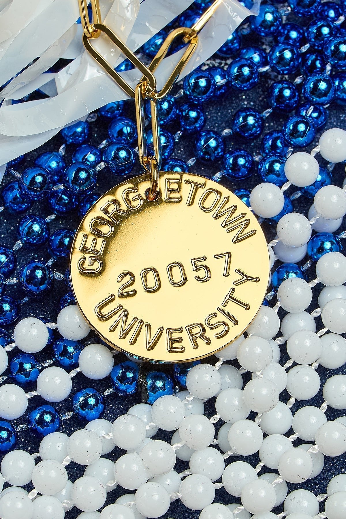 College Tag Charm Necklace - 18k Gold Plated Paper Clip Chain