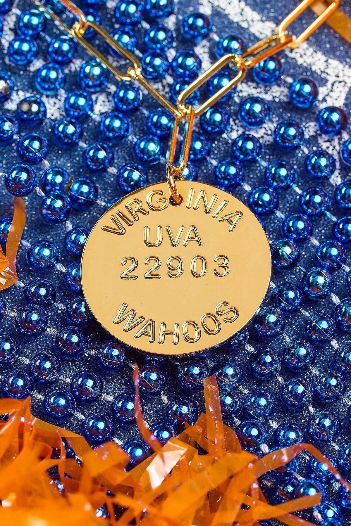 College Tag Charm Necklace - 18k Gold Plated Paper Clip Chain