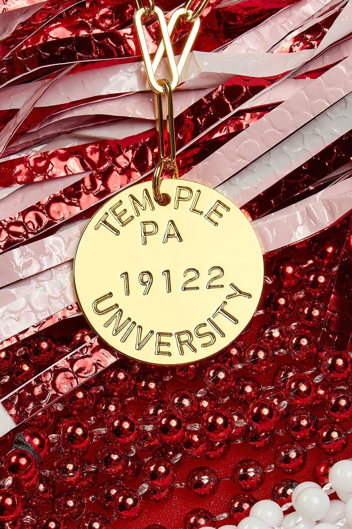 College Tag Charm Necklace - 18k Gold Plated Paper Clip Chain