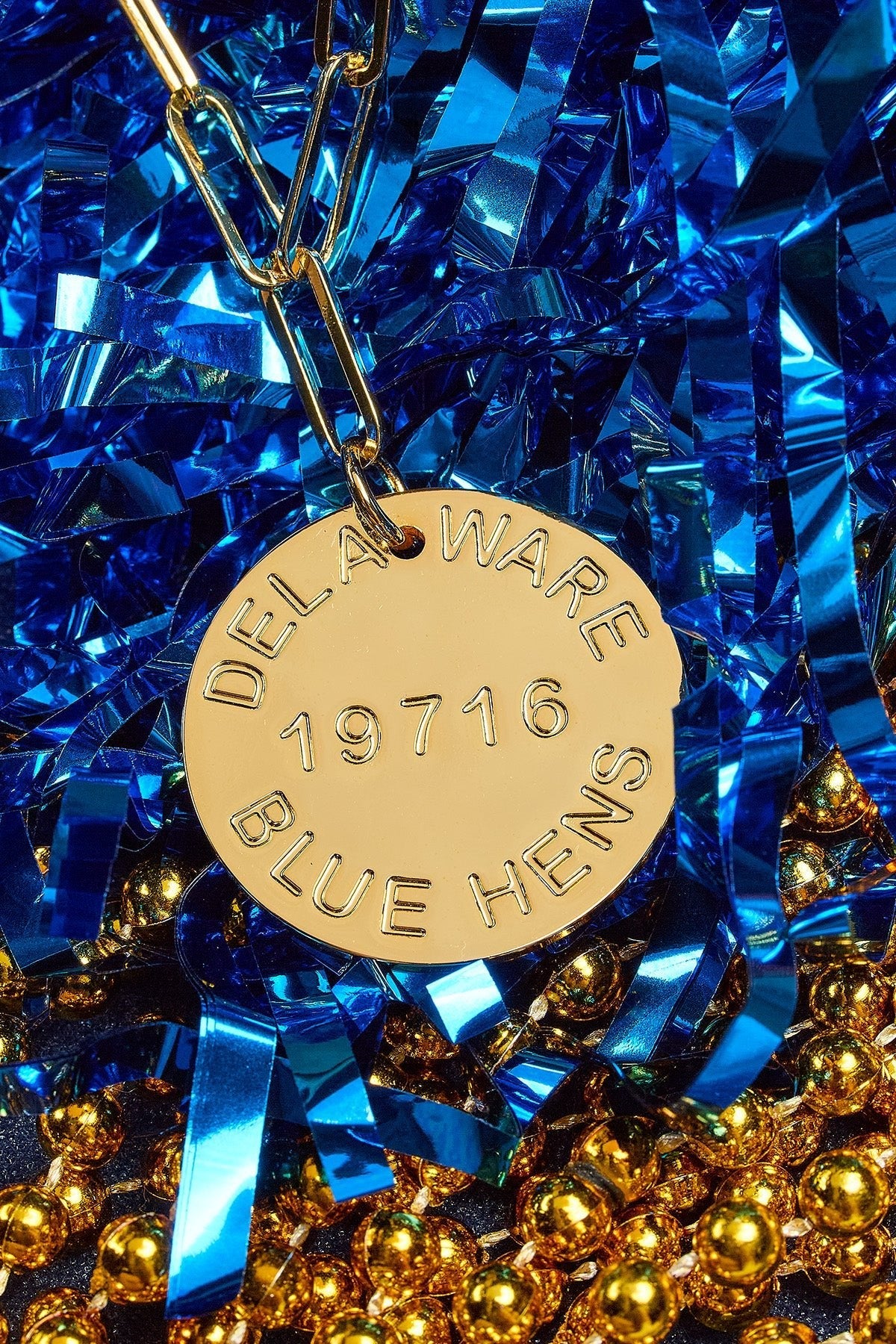 College Tag Charm Necklace - 18k Gold Plated Paper Clip Chain