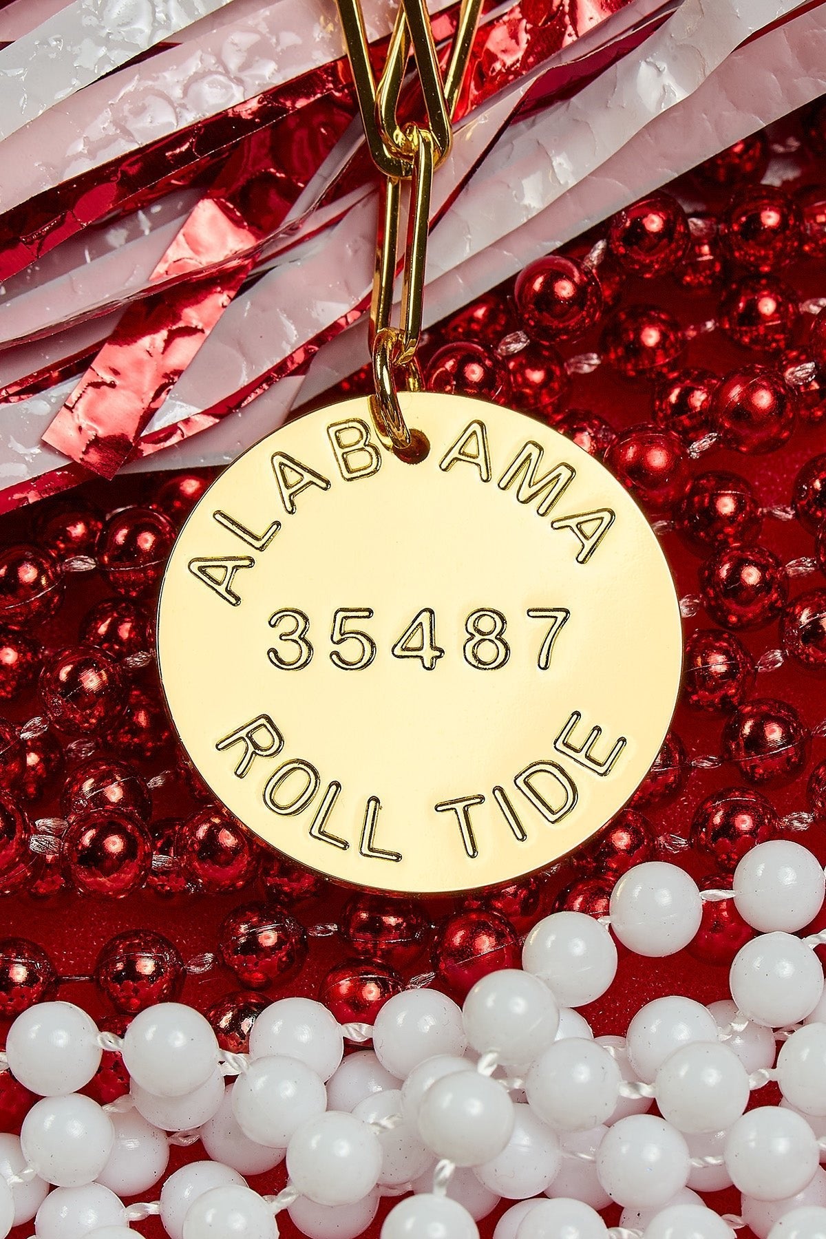 College Tag Charm Necklace - 18k Gold Plated Paper Clip Chain