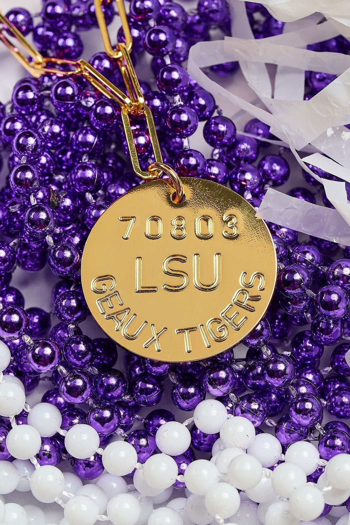 College Tag Charm Necklace - 18k Gold Plated Paper Clip Chain