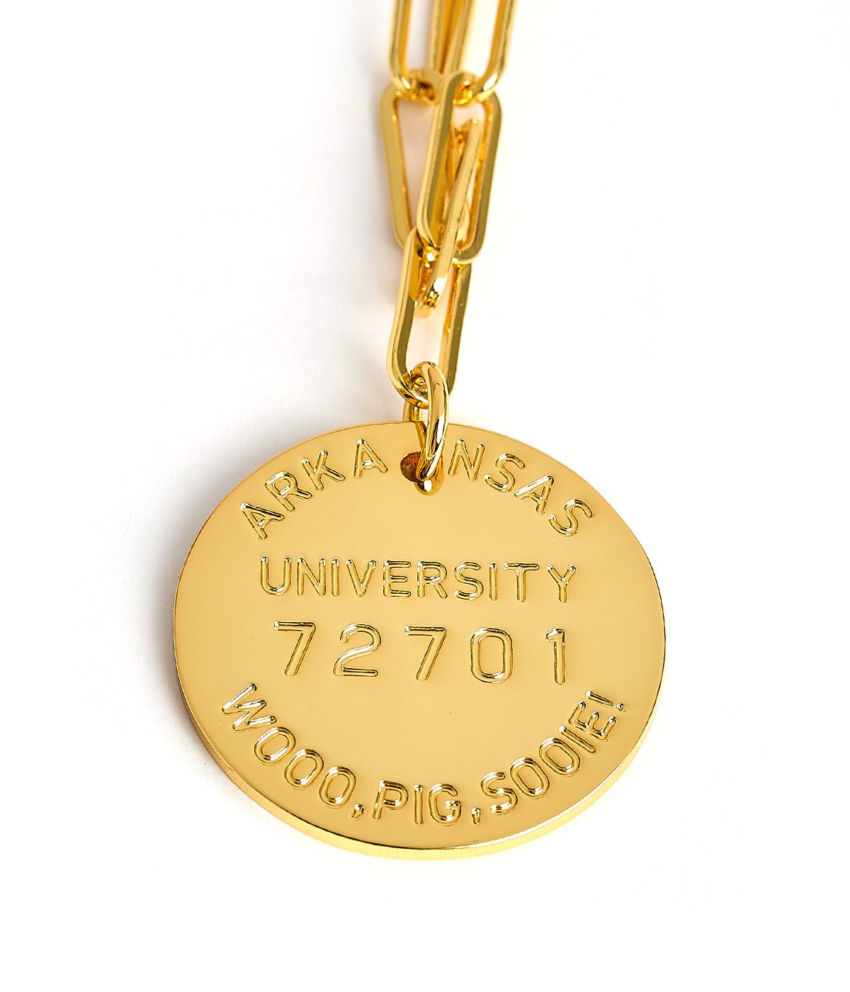 College Tag Charm Necklace - 18k Gold Plated Paper Clip Chain