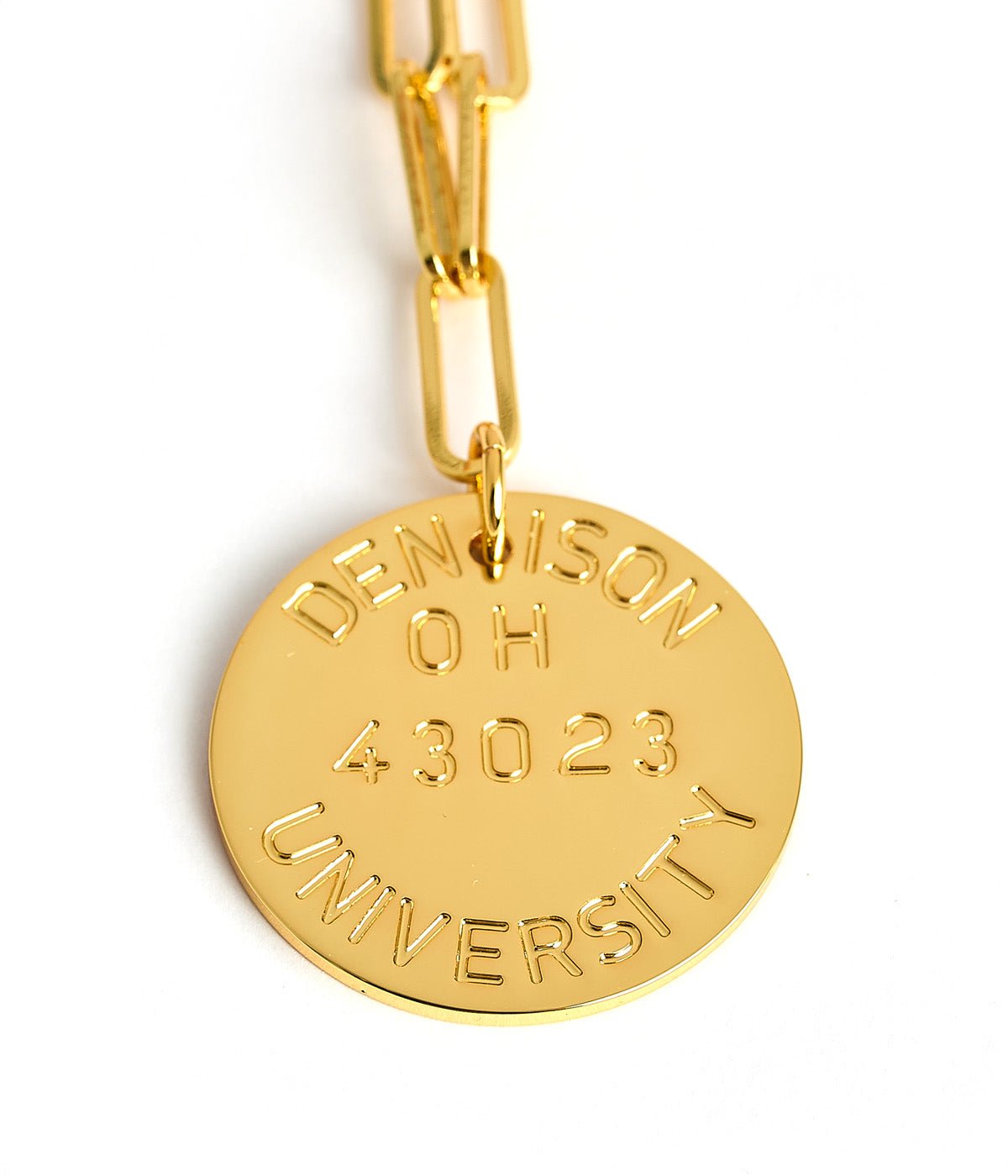 College Tag Charm Necklace - 18k Gold Plated Paper Clip Chain