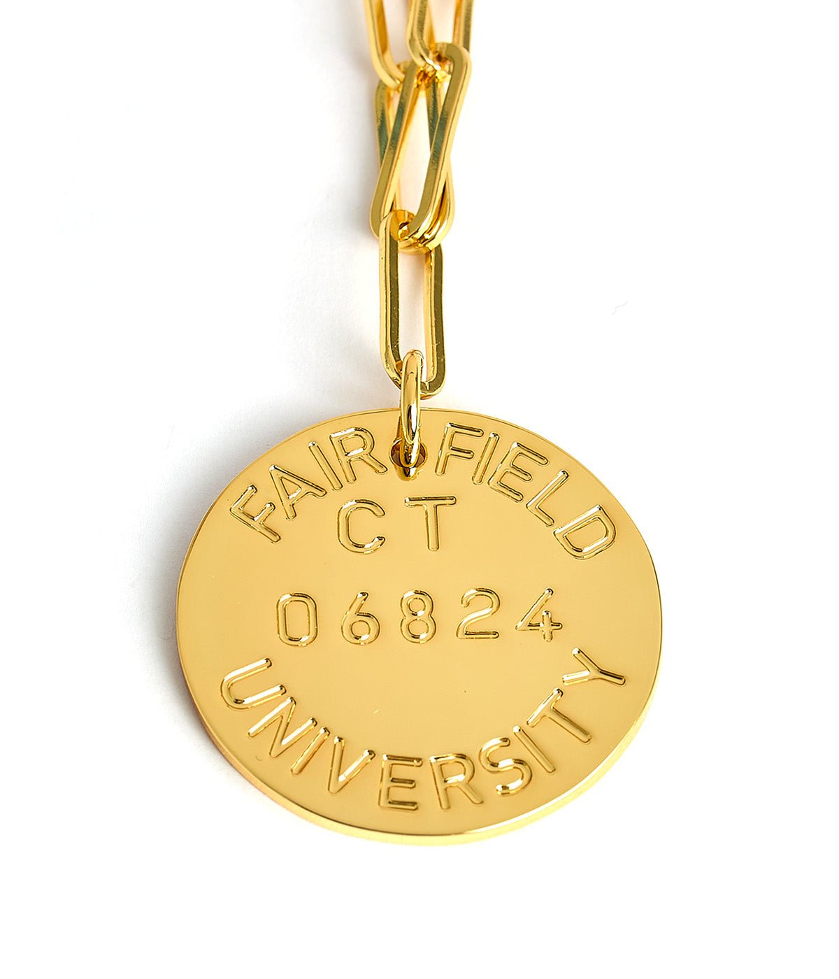 College Tag Charm Necklace - 18k Gold Plated Paper Clip Chain