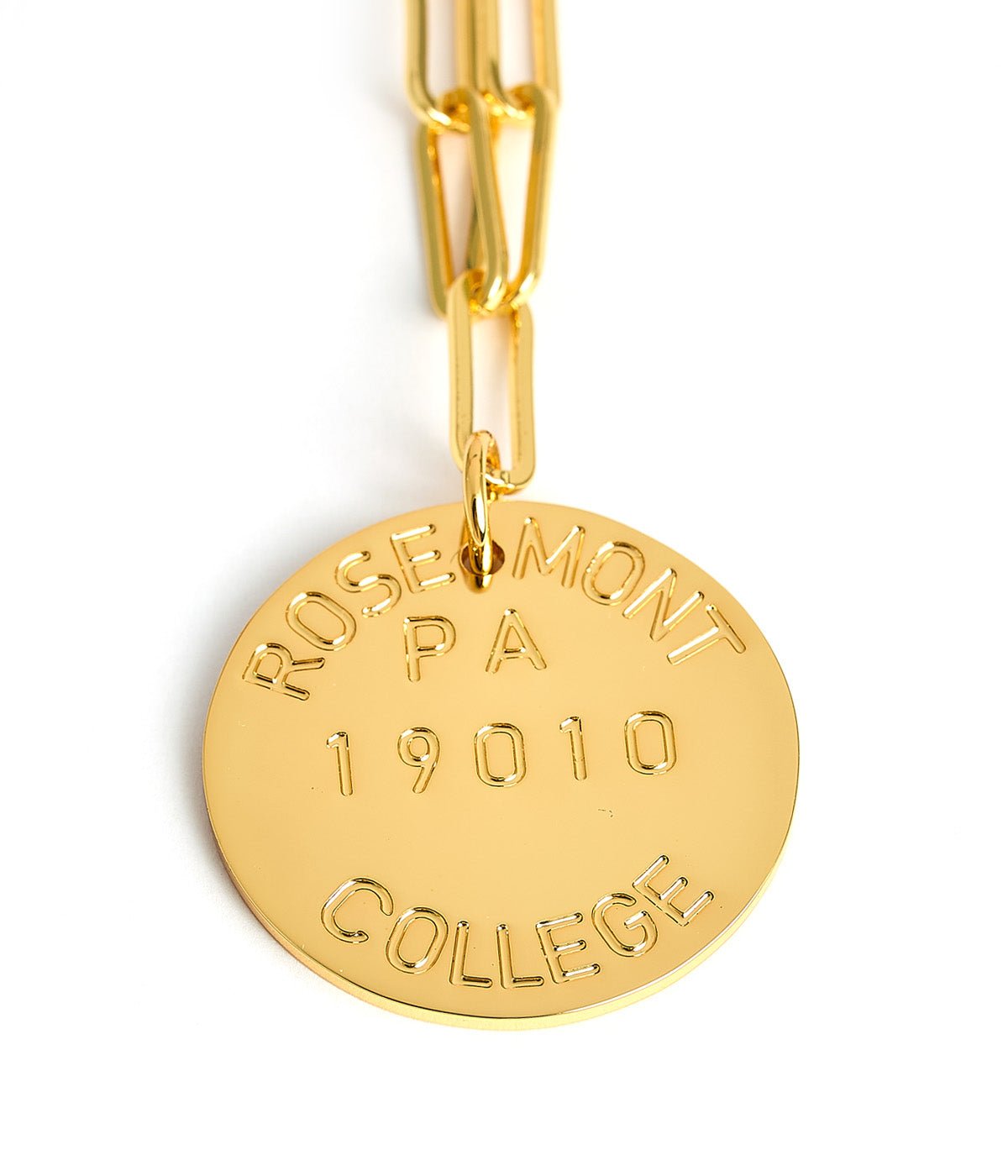 College Tag Charm Necklace - 18k Gold Plated Paper Clip Chain
