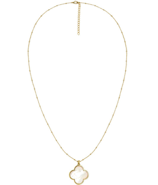 Dakota Clover Necklace - 18k Plated- Mother of Pearl-Kristin Kennedy Collection