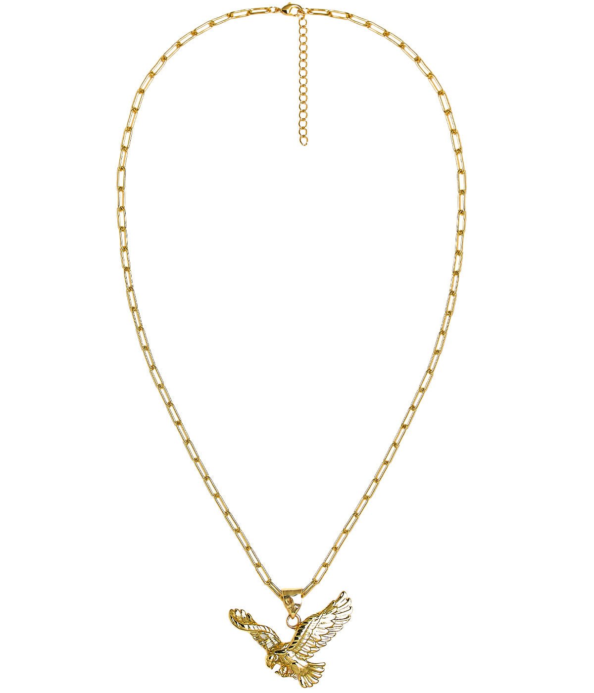 Eagle Paper Clip Chain Necklace - 18k Gold Plated
