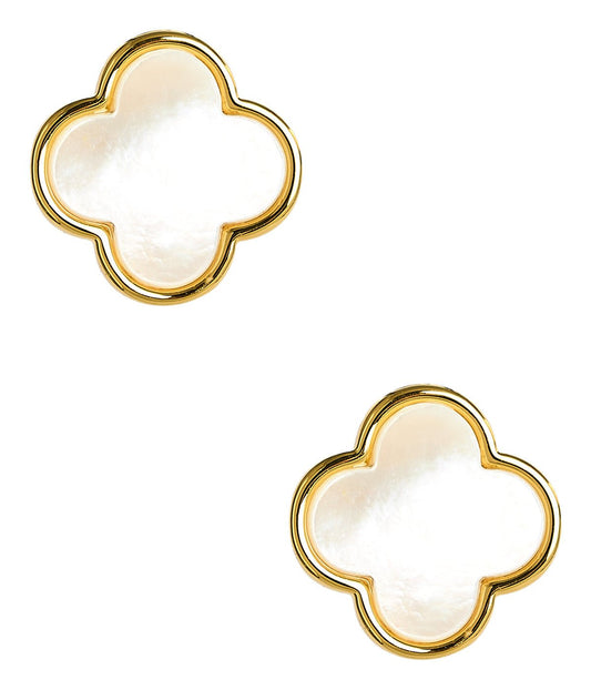 Elle- Clover Mother of Pearl Stud Earring - 18k Gold Plated-Darby Clark Collection