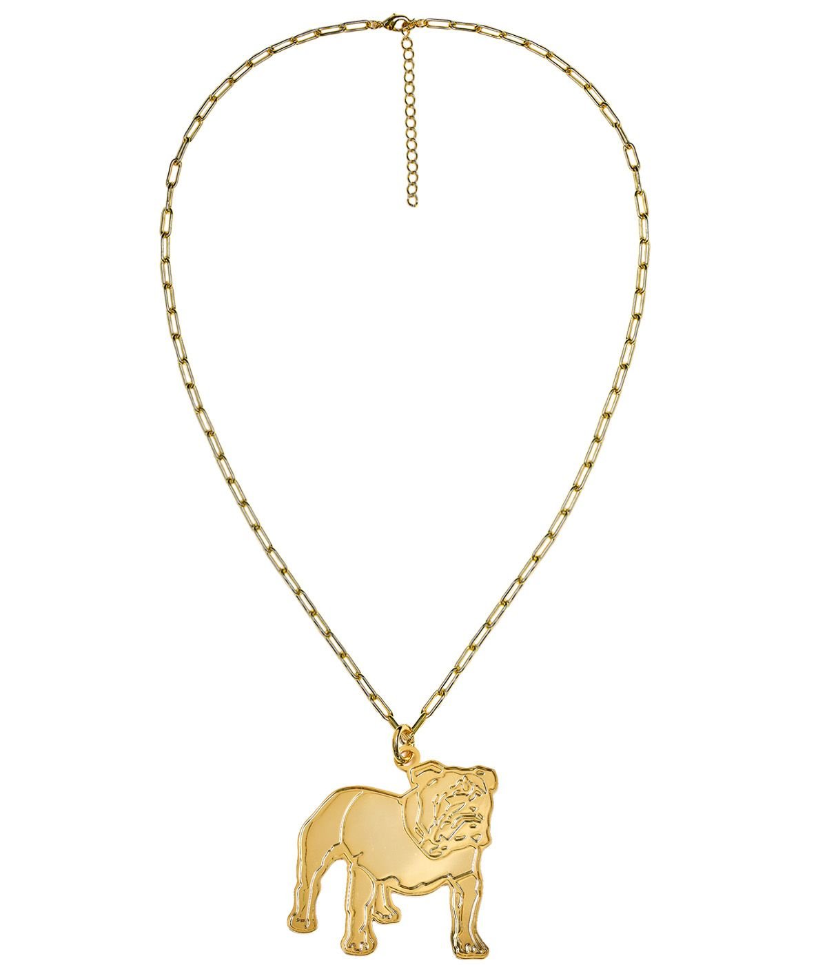 Extra Large Flat Bulldog Charm Necklace - 18k Gold Plated