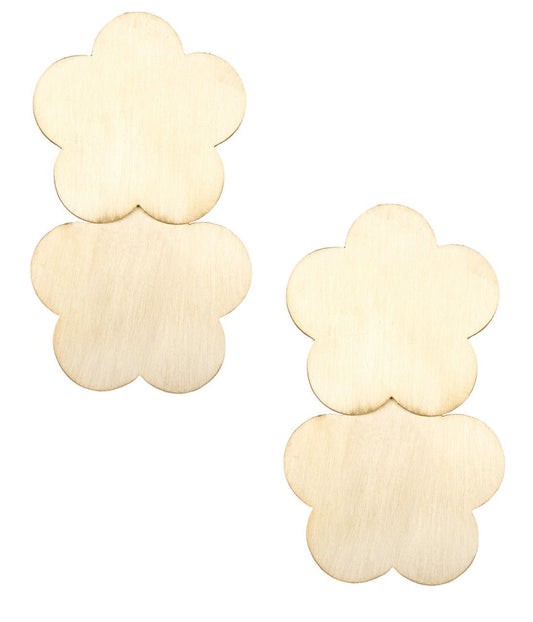 Josie Brushed Floral Earrings - 18k Gold Plated
