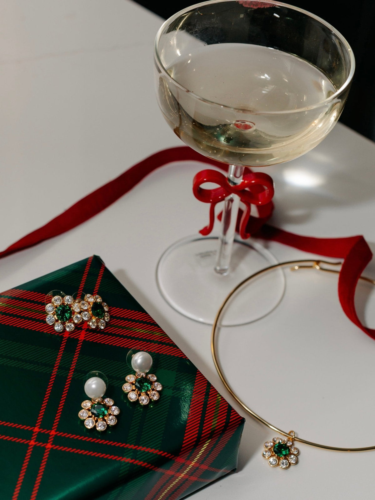 Kelly- Emerald Pearl Drop Earrings- 18k Gold Plated - Belle of the Ball Collection