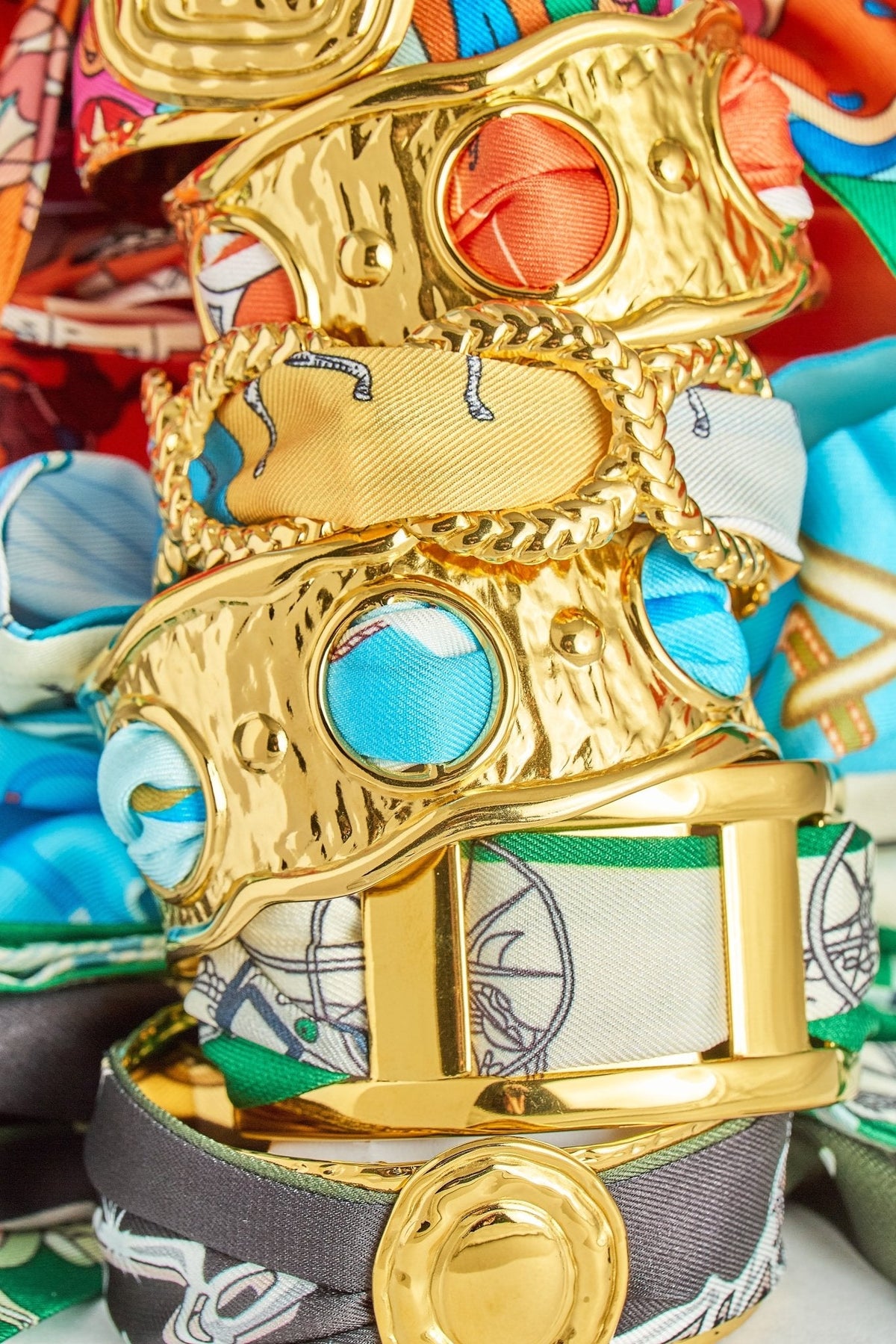 Narrow Gold Scarf Cuff - Penelope