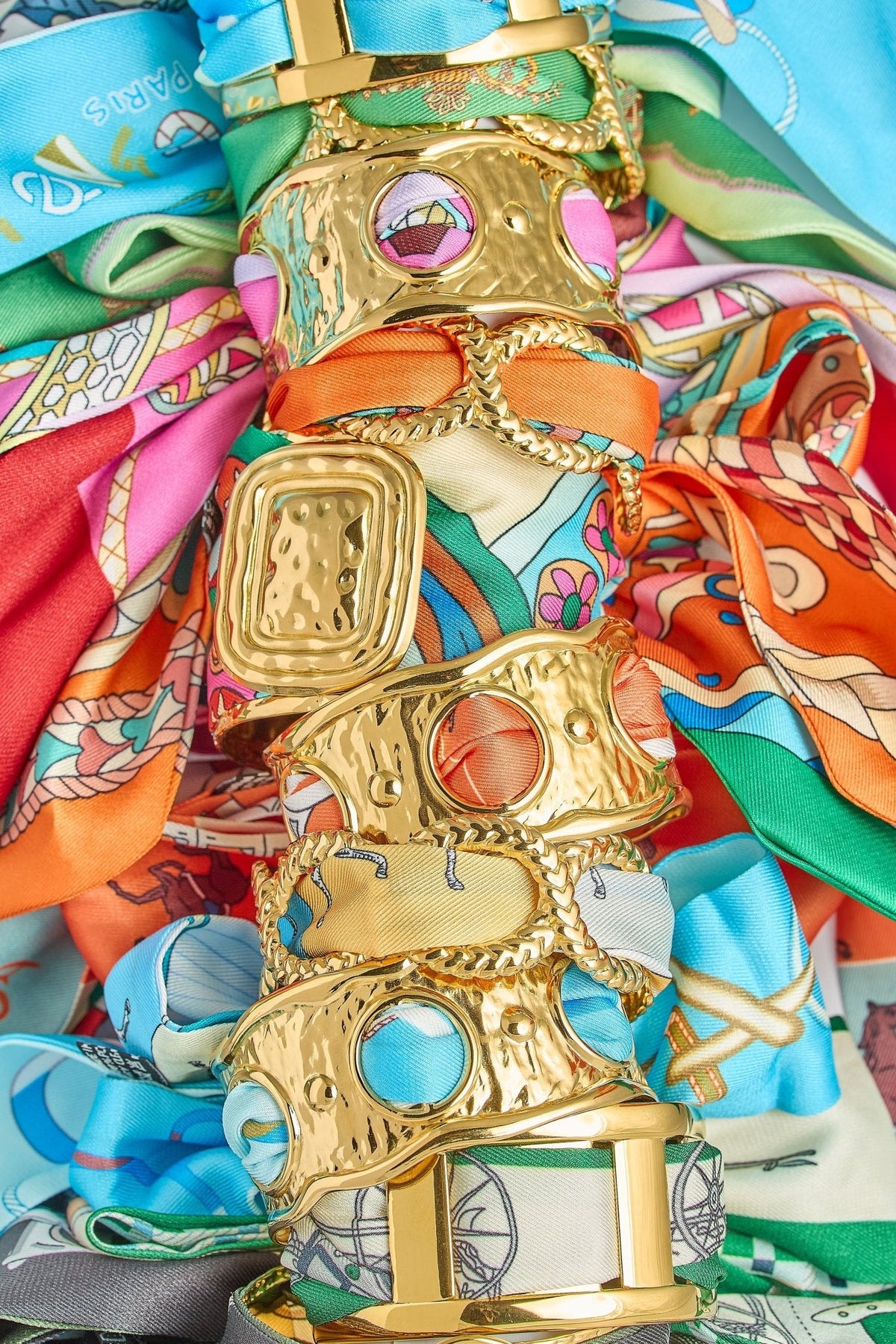 Narrow Gold Scarf Cuff - Penelope