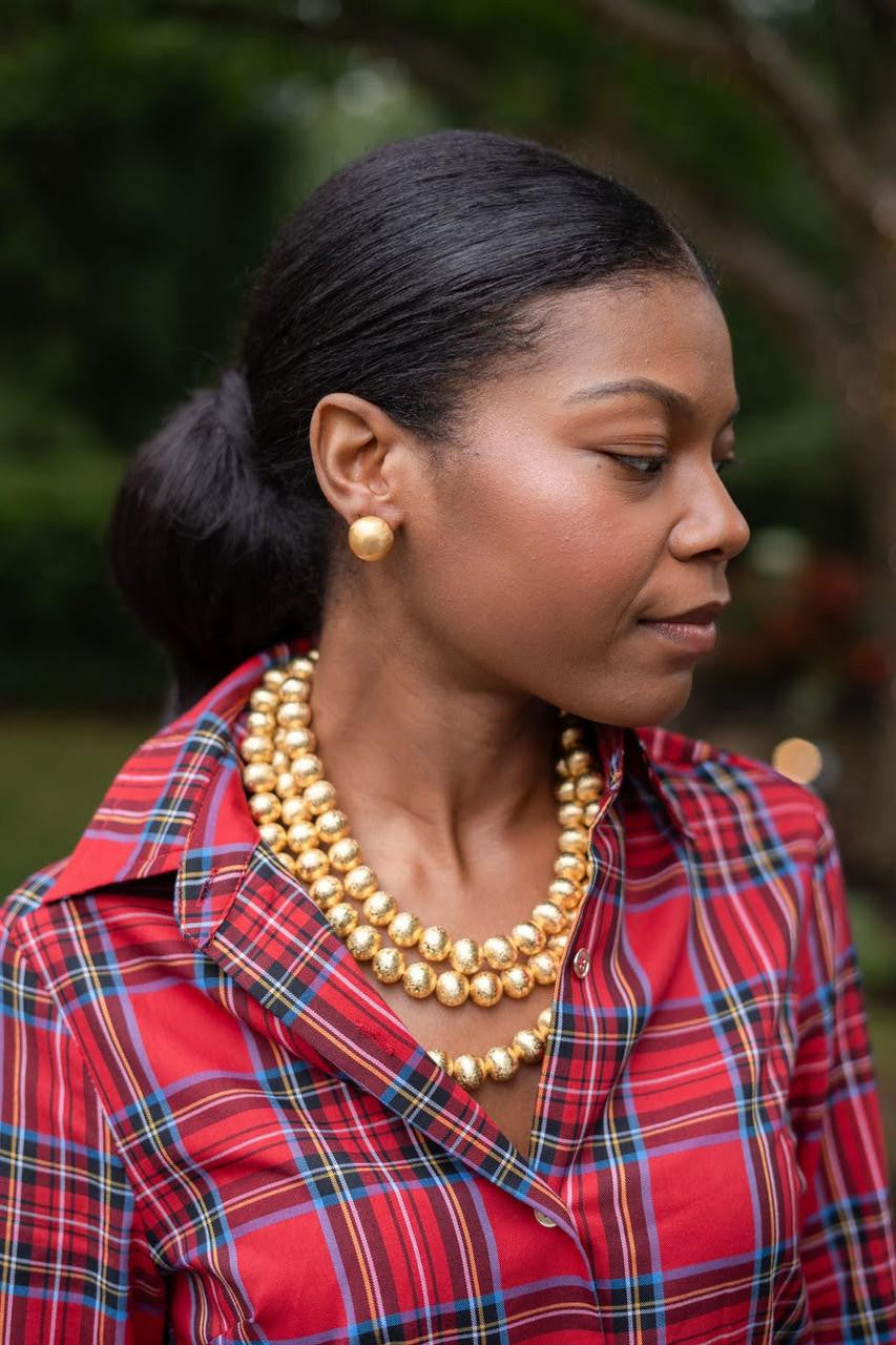 18mm Georgia Brushed Ball Studs - 18k Gold Plated