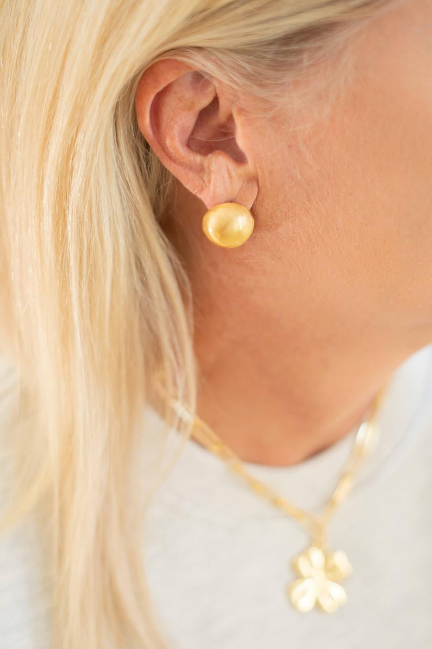 18mm Georgia Brushed Ball Studs - 18k Gold Plated