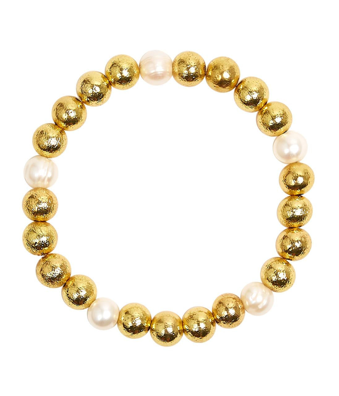 Georgia - Gold  & Freshwater Pearl Beaded Bracelet