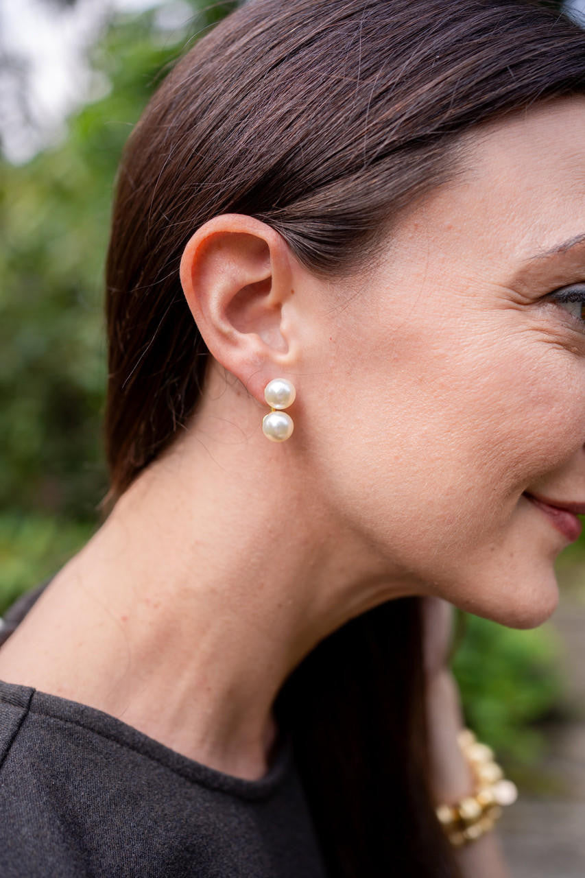 Large Belle - Double Pearl earrings - Belle of  the Ball