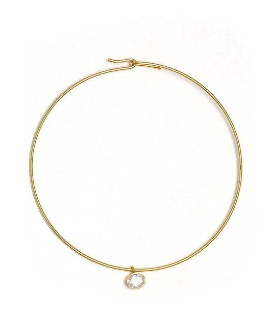 Oval Bezel Collar Necklace- 18k Gold Plated - Belle of the Ball Collection