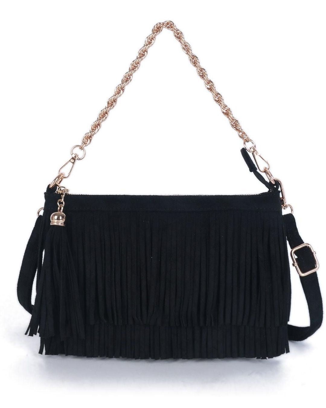 Sloane Fringe Faux Suede Clutch