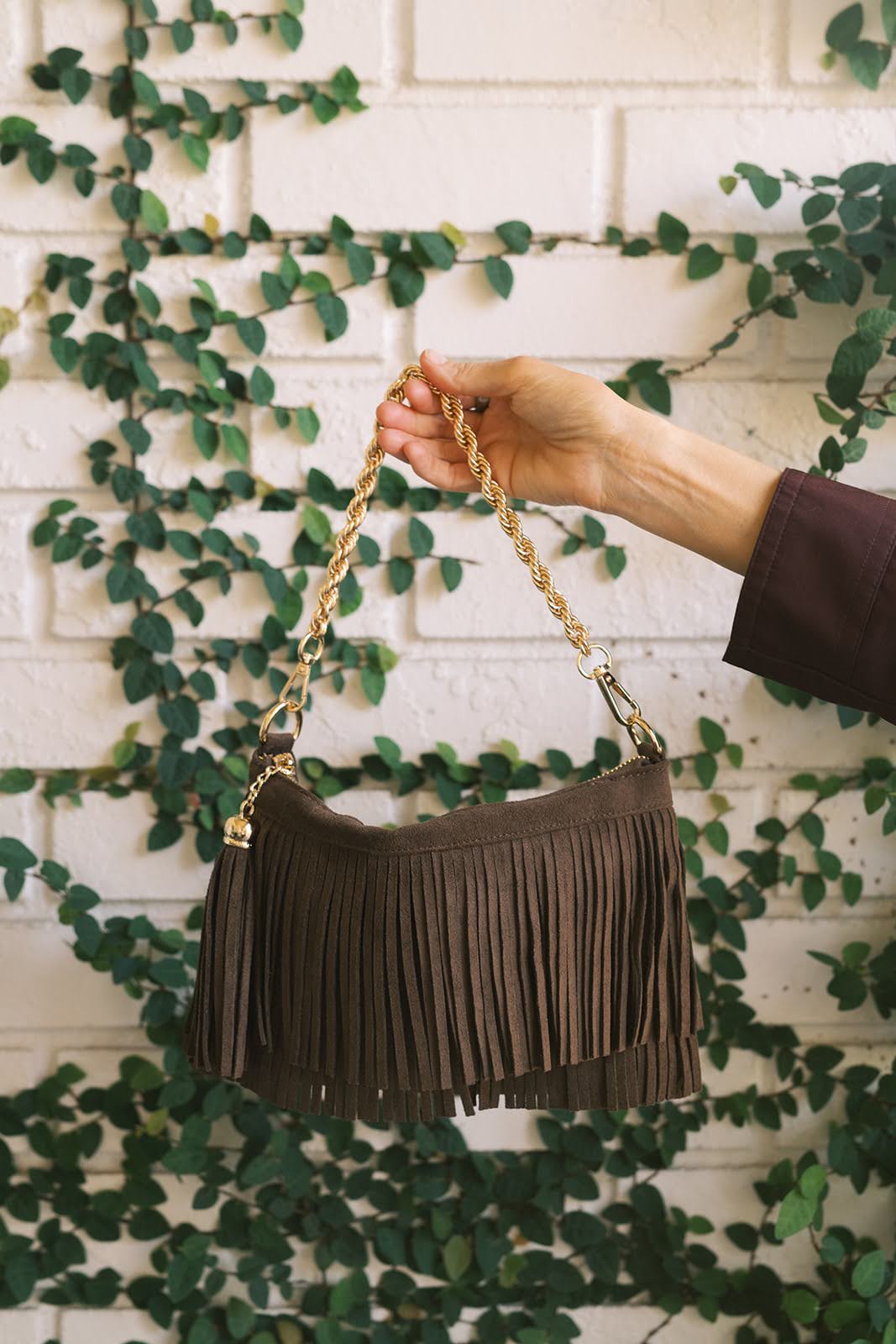 Sloane Fringe Faux Suede Clutch